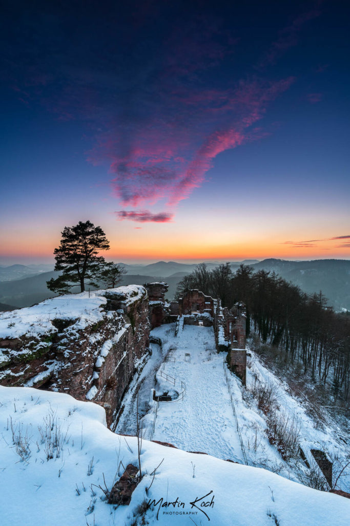 Fotograf der Elemente Landschaft Abendrot Burg Neuscharfeneck