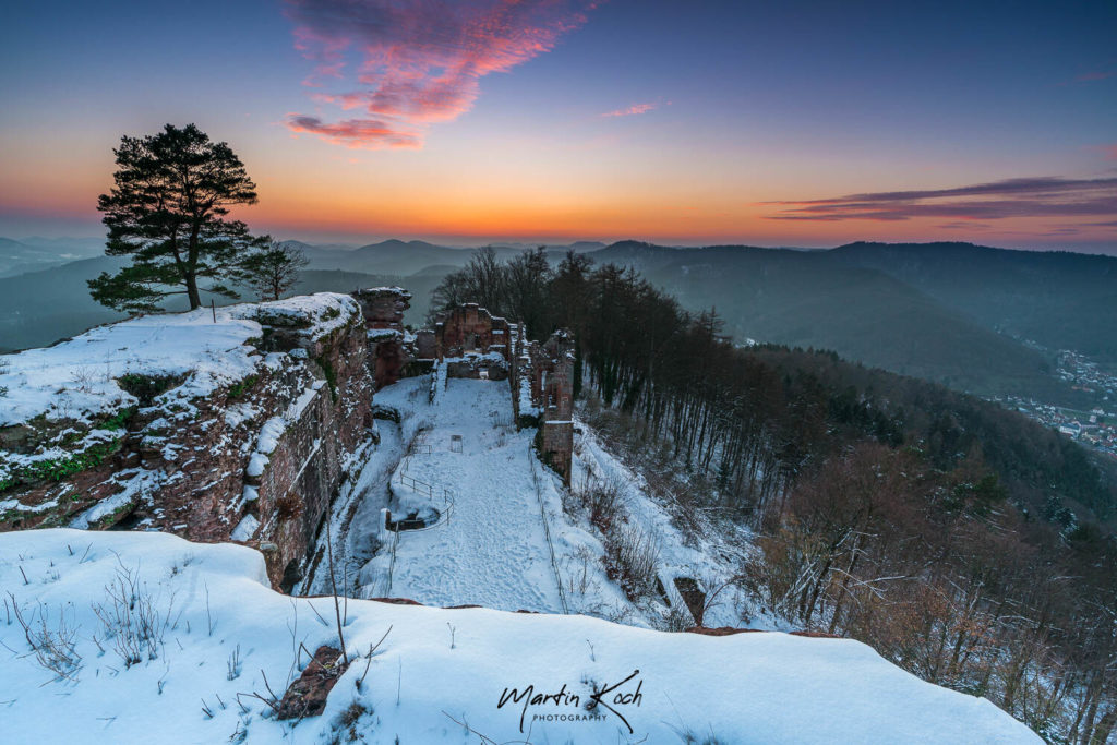Fotograf der Elemente Landschaft Abendrot Burg Neuscharfeneck