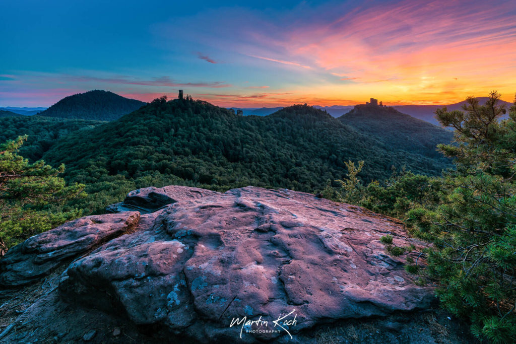 Fotograf der Elemente Landschaft Abendrot Burg Trifels