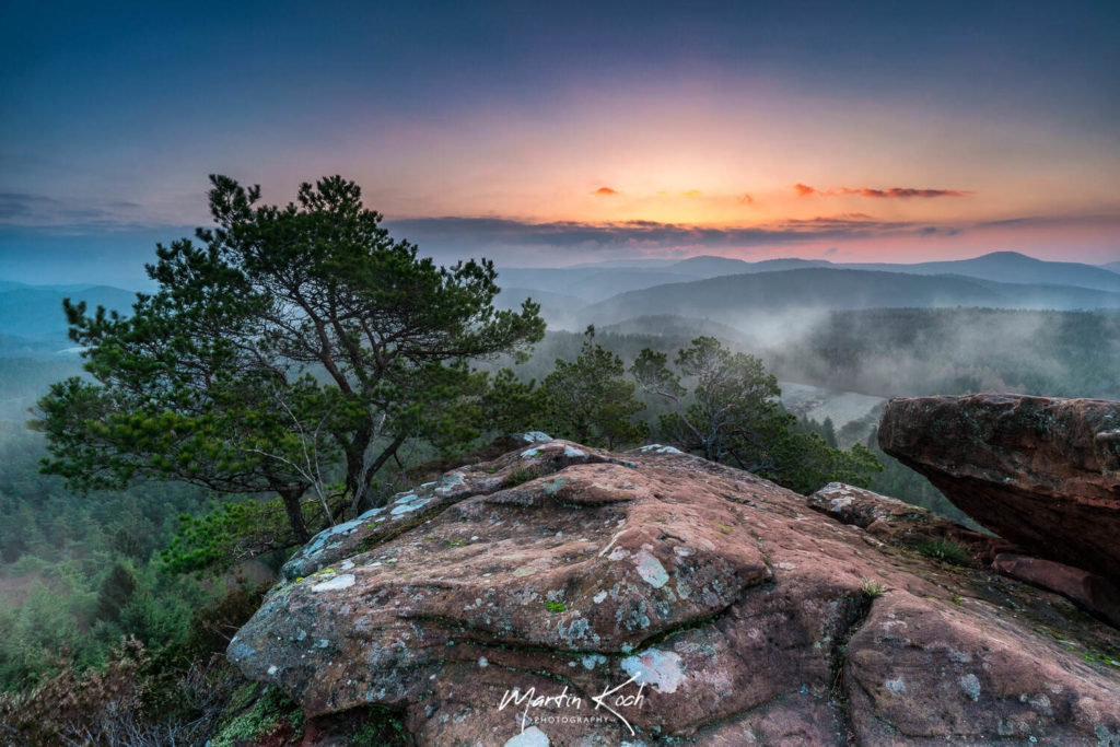 Fotograf der Elemente Landschaft Sonnenaufgang Schlüsselfelsen Pfalz