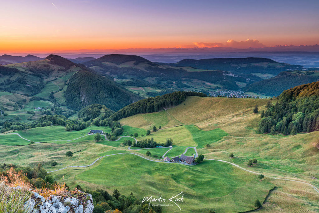 Fotograf der Elemente Landschaft Sonnenaufgang Passwang Vogelberg Schweiz